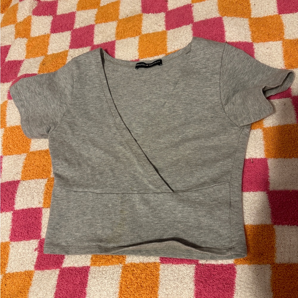 Brandy Melville Gray Short Sleeve Top